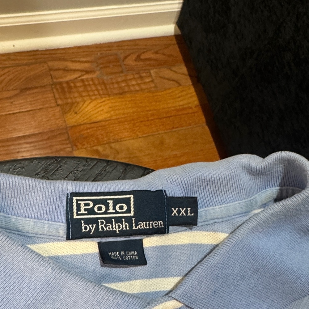 Polo by Ralph Lauren Light Blue and White Striped Shirt - Picture 3 of 4